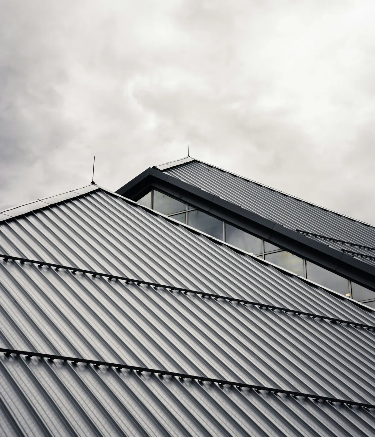 Metal roof sheeting on a commercial building